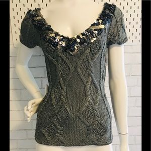 Catherine M cable knit embellished sweater